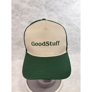PWDRS GoodStuff Trucker Hat Green Cream‎ Mesh Snapback Cap Adjustable